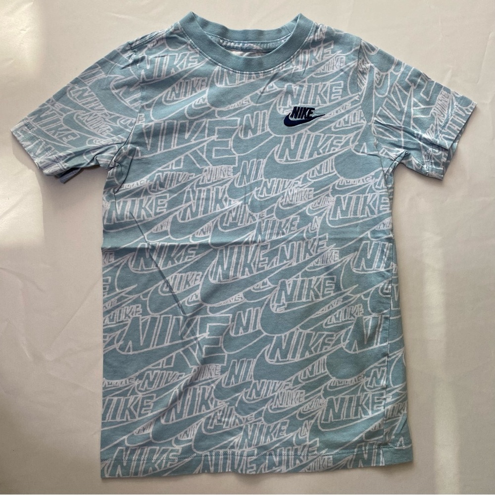 Nike Blue Logo Print Shirt Boys size Small